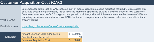 customer acquisition cost calculator